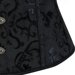 Women's Lace Up Boned Underbust Corset Jacquard Brocade Waist Training Bustier Lingerie Rococo Retro Vintage