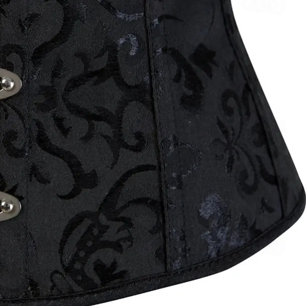 Women's Lace Up Boned Underbust Corset Jacquard Brocade Waist Training Bustier Lingerie Rococo Retro Vintage