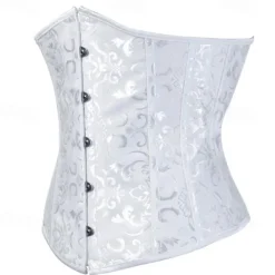 Women's Lace Up Boned Underbust Corset Jacquard Brocade Waist Training Bustier Lingerie Rococo Retro Vintage