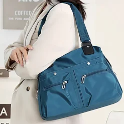 Women's Large Capacity Waterproof Nylon Shoulder Bag – Stylish Multi-Pocket Tote Handbag for Travel, Work & Daily Use
