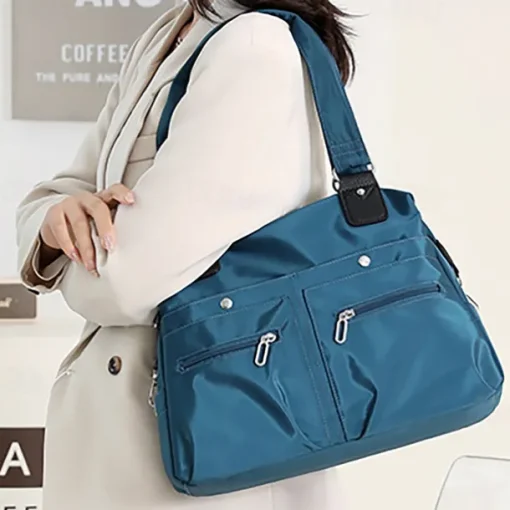 Women's Large Capacity Waterproof Nylon Shoulder Bag – Stylish Multi-Pocket Tote Handbag for Travel, Work & Daily Use
