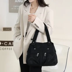 Women's Large Capacity Waterproof Nylon Shoulder Bag – Stylish Multi-Pocket Tote Handbag for Travel, Work & Daily Use