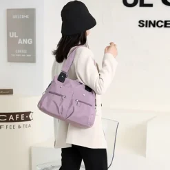 Women's Large Capacity Waterproof Nylon Shoulder Bag – Stylish Multi-Pocket Tote Handbag for Travel, Work & Daily Use