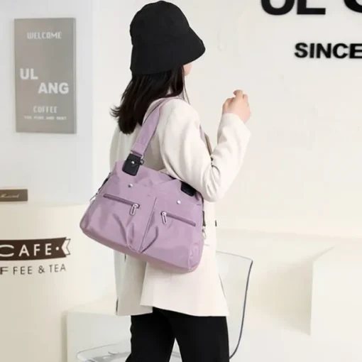 Women's Large Capacity Waterproof Nylon Shoulder Bag – Stylish Multi-Pocket Tote Handbag for Travel, Work & Daily Use