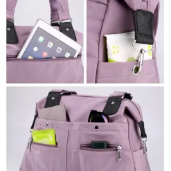 Women's Large Capacity Waterproof Nylon Shoulder Bag – Stylish Multi-Pocket Tote Handbag for Travel, Work & Daily Use