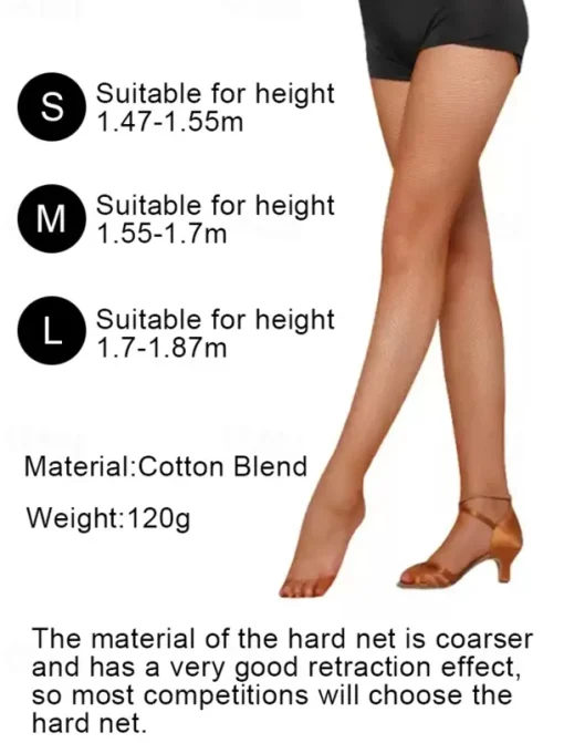 Women's Latin Dance Fishnet Tights with Reinforced Sole, Stretchy and Durable Full-Length Pantyhose for Performances and Competitions
