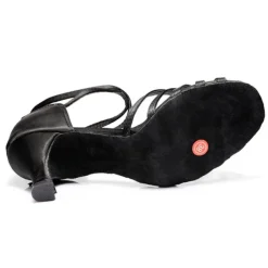 Women's Latin Dance Shoes – Tan Satin Strappy Ballroom Heels with Ankle Strap for Salsa, Bachata & Practice