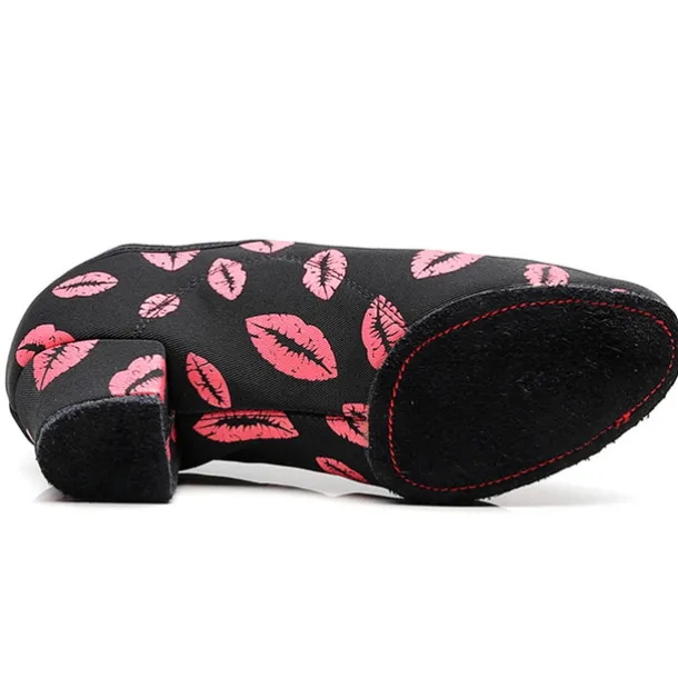 Women's Latin Shoes Practice Trainning Dance Shoes Line Dance Performance Party Practice Lace Up Pattern / Print Oxford Sneaker Pattern / Print Thick Heel Black / Red