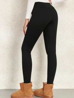 Women's Leggings Active Simple Full Length High Waist Plain High Cut Soft Comfortable Micro-elastic Outdoor Yoga Street Black Fall Winter Regular Fit