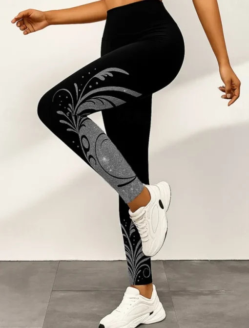 Women's Leggings Active Vacation Vintage Ankle-Length High Waist Graphic Abstract 3D Print Quick Dry Breathability Soft Stretchy Outdoor Home Causal Yellow Pink Blue Gray Fall Slim Fit