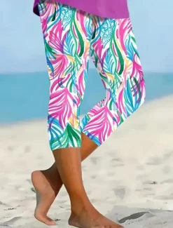 Women's Leggings Capri Pants High Elasticity Vacation Vintage Fashion Full Length High Waist Floral Graphic Printing Thermal Warm Breathable Soft Stretchy Outdoor Daily