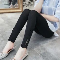 Women's Leggings Capri shorts Black White Grey Fashion Casual Daily Lace Comfort Solid Colored L XL 2XL 3XL 4XL