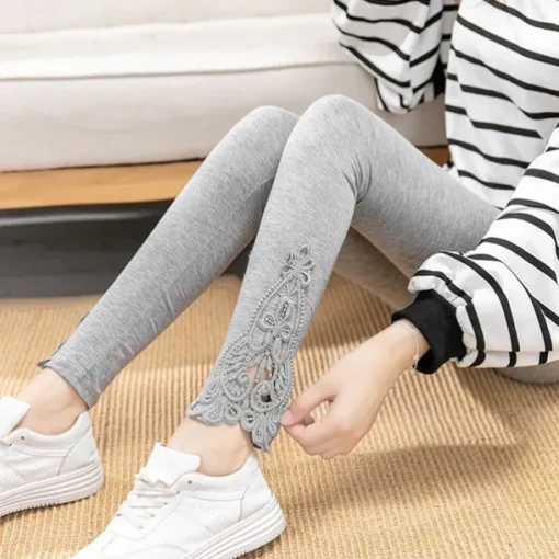 Women's Leggings Capri shorts Black White Grey Fashion Casual Daily Lace Comfort Solid Colored L XL 2XL 3XL 4XL