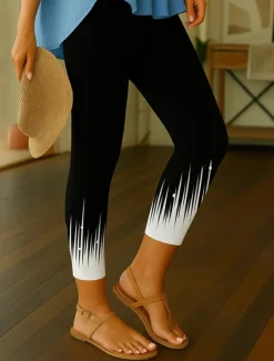 Women's Leggings Elegant Active Vacation Ankle-Length High Waist Graphic Gradient 3D Print Quick Dry Breathability Soft Stretchy Outdoor Home Causal White Pink Orange Fall Slim Fit