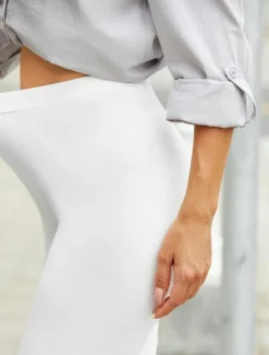 Women's Leggings Fashion Calf-Length Plain Lace Tummy Control Butt Lift Comfort Stretchy Casual Weekend White Slim