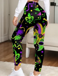 Women's Leggings Fashion Streetwear Ankle-Length High Waist Graphic Printing Thermal Warm Soft Breathable Micro-elastic Outdoor Daily Green Fall Winter Regular Fit