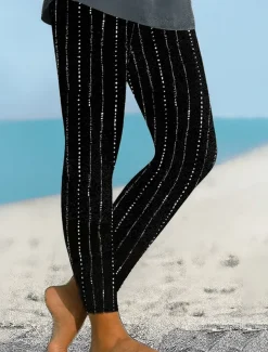 Women's Leggings Vacation Vintage Ethnic Style Ankle-Length High Waist Graphic Geometric 3D Print Quick Dry Breathability Soft Stretchy Outdoor Home Causal Black White Fall Regular Fit