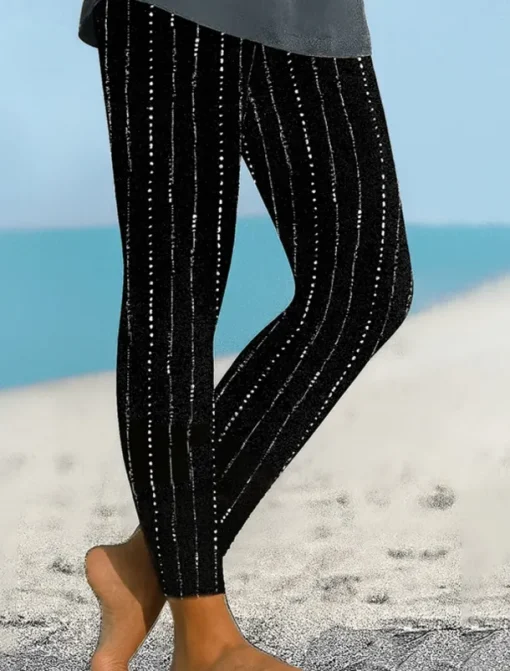 Women's Leggings Vacation Vintage Ethnic Style Ankle-Length High Waist Graphic Geometric 3D Print Quick Dry Breathability Soft Stretchy Outdoor Home Causal Black White Fall Regular Fit