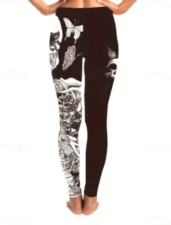 Women's Leggings Vacation Fashion Casual Ankle-Length High WaistPantsHalloween Graphic Halloween Printing Soft Breathable Stretchy Vacation Casual Daily Black Summer Spring Slim Fit