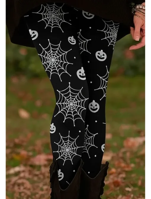 Women's Leggings Vacation Vintage Ethnic Style Full Length Ankle-Length High WaistPantsHalloween Graphic Animal Skull 3D Print Quick Dry Breathability Soft Stretchy Formal Outdoor Vacation Black