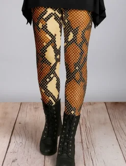 Women's Leggings Vacation Vintage Ethnic Style Ankle-Length High Waist Graphic Animal Leopard High Elasticity Home Causal Casual Yellow Brown Khaki Fall Spring, Fall, Winter, Summer