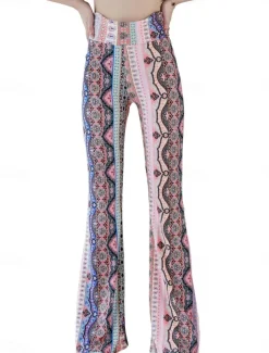Women's Leggings Vintage Ethnic Style Full Length High Waist Paisley Printing Comfy Soft Comfortable Micro-elastic Outdoor Street Black White Pink Blue Summer Spring Fall Slim Fit