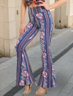 Women's Leggings Vintage Ethnic Style Full Length High Waist Paisley Printing Comfy Soft Comfortable Micro-elastic Outdoor Street Black White Pink Blue Summer Spring Fall Slim Fit