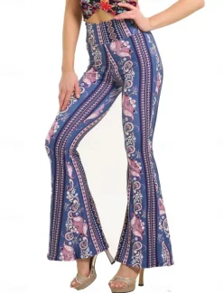 Women's Leggings Vintage Ethnic Style Full Length High Waist Paisley Printing Comfy Soft Comfortable Micro-elastic Outdoor Street Black White Pink Blue Summer Spring Fall Slim Fit