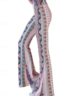 Women's Leggings Vintage Ethnic Style Full Length High Waist Paisley Printing Comfy Soft Comfortable Micro-elastic Outdoor Street Black White Pink Blue Summer Spring Fall Slim Fit