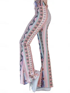 Women's Leggings Vintage Ethnic Style Full Length High Waist Paisley Printing Comfy Soft Comfortable Micro-elastic Outdoor Street Black White Pink Blue Summer Spring Fall Slim Fit