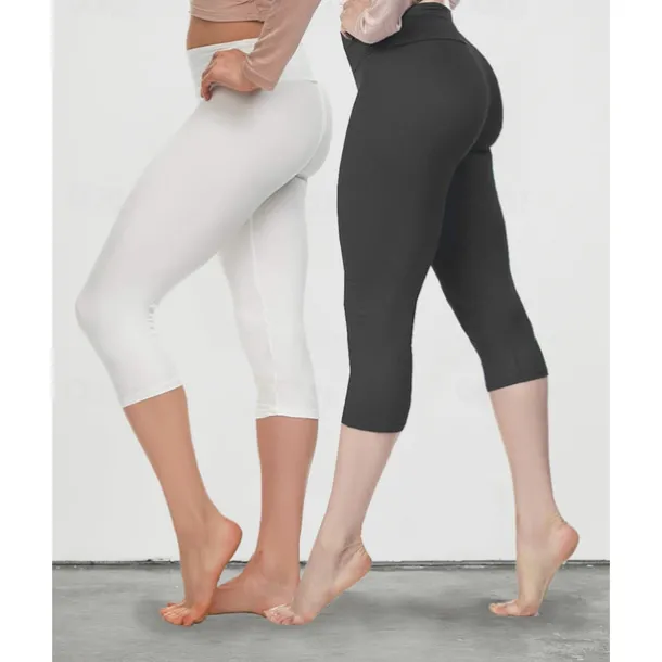 Women's Leggings Yoga Pants Tummy Control Butt Lift High Waist Yoga Fitness Gym Workout Capri Leggings Bottoms Dark Grey Black White Sports Activewear High Elasticity Skinny