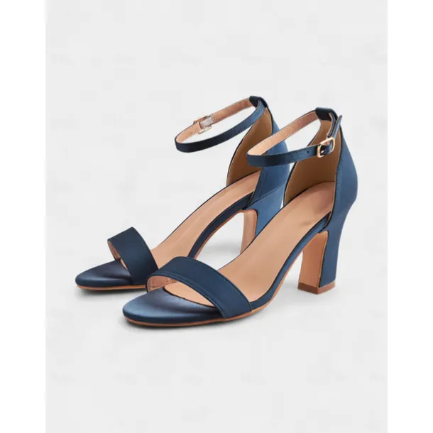 Women's Light Blue Ankle Strap High Heel Sandals - Open Toe Block Heels for Cocktail Parties and Evening Occasions