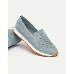 Women's Light Blue Knit Slip-On Sneakers with Breathable Design for Walking and Casual Wear