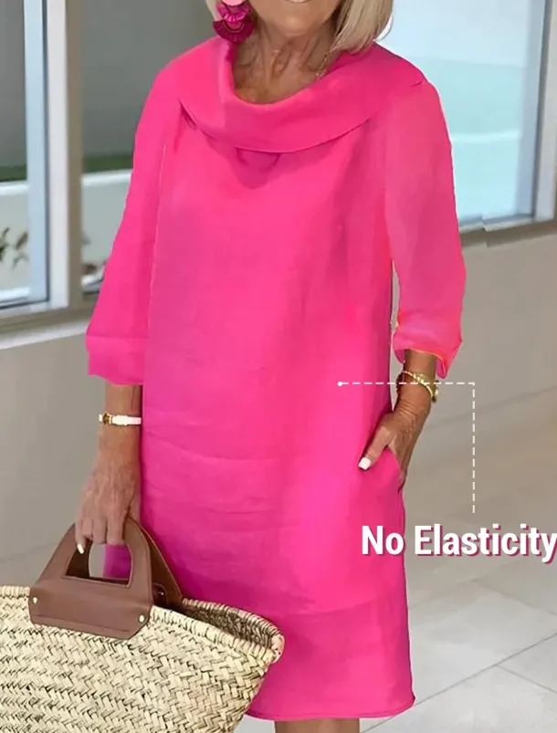 Women's Light Blue White Wine Summer Spring Fall Midi Dress Cotton Linen Dresses Casual Dress Cotton Summer Dress Basic Classic Casual Outdoor Vacation Daily Loose Fit Plain Cowl Neck