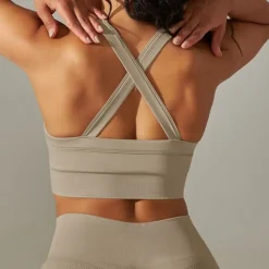 Women's Light Support Sports Bra Running Bra Open Back Cross Back Bra Top Padded Fitness Leisure Sports Running Breathable Lightweight Soft Black White Dark Gray Solid Colored