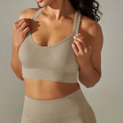 Women's Light Support Sports Bra Running Bra Open Back Cross Back Bra Top Padded Fitness Leisure Sports Running Breathable Lightweight Soft Black White Dark Gray Solid Colored