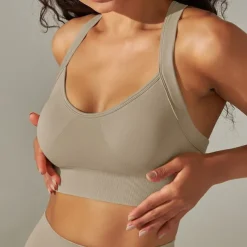 Women's Light Support Sports Bra Running Bra Open Back Cross Back Bra Top Padded Fitness Leisure Sports Running Breathable Lightweight Soft Black White Dark Gray Solid Colored