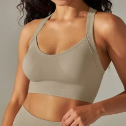 Women's Light Support Sports Bra Running Bra Open Back Cross Back Bra Top Padded Fitness Leisure Sports Running Breathable Lightweight Soft Black White Dark Gray Solid Colored