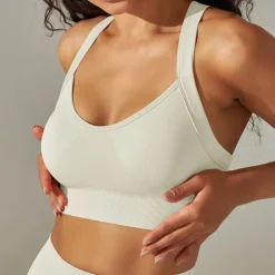 Women's Light Support Sports Bra Running Bra Open Back Cross Back Bra Top Padded Fitness Leisure Sports Running Breathable Lightweight Soft Black White Dark Gray Solid Colored