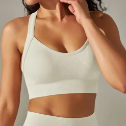 Women's Light Support Sports Bra Running Bra Open Back Cross Back Bra Top Padded Fitness Leisure Sports Running Breathable Lightweight Soft Black White Dark Gray Solid Colored