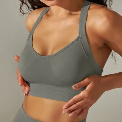 Women's Light Support Sports Bra Running Bra Open Back Cross Back Bra Top Padded Fitness Leisure Sports Running Breathable Lightweight Soft Black White Dark Gray Solid Colored