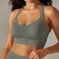 Women's Light Support Sports Bra Running Bra Open Back Cross Back Bra Top Padded Fitness Leisure Sports Running Breathable Lightweight Soft Black White Dark Gray Solid Colored