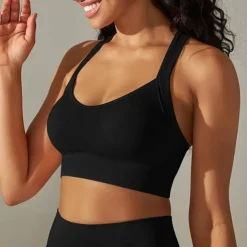 Women's Light Support Sports Bra Running Bra Open Back Cross Back Bra Top Padded Fitness Leisure Sports Running Breathable Lightweight Soft Black White Dark Gray Solid Colored