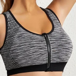 Women's Light Support Sports Bra Running Bra Zipper Racerback Bra Top Padded Fitness Leisure Sports Running Breathable Lightweight Soft Blue Fuchsia Green Solid Colored