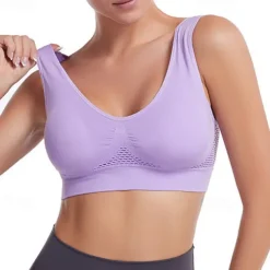 Women's Light Support Sports Bra Running Bra Open Back Bra Top Padded Fitness Leisure Sports Running Breathable Lightweight Soft Watermelon Red Black White Solid Colored