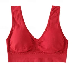 Women's Light Support Sports Bra Running Bra Open Back Bra Top Padded Fitness Leisure Sports Running Breathable Lightweight Soft Watermelon Red Black White Solid Colored