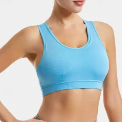 Women's Light Support Sports Bra Running Bra Removable Pad Bounce Control Bra Top Padded Fitness Leisure Sports Running Breathable Lightweight Soft Dark Pink Black White Solid Colored