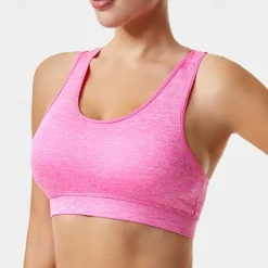 Women's Light Support Sports Bra Running Bra Removable Pad Bounce Control Bra Top Padded Fitness Leisure Sports Running Breathable Lightweight Soft Dark Pink Black White Solid Colored