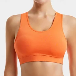 Women's Light Support Sports Bra Running Bra Removable Pad Bounce Control Bra Top Padded Fitness Leisure Sports Running Breathable Lightweight Soft Dark Pink Black White Solid Colored