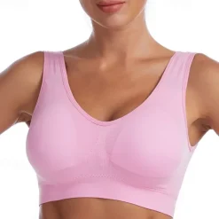 Women's Light Support Sports Bra Running Bra Open Back Cross Back Bra Top Padded Fitness Leisure Sports Running Breathable Lightweight Soft Watermelon Red Black White Solid Colored